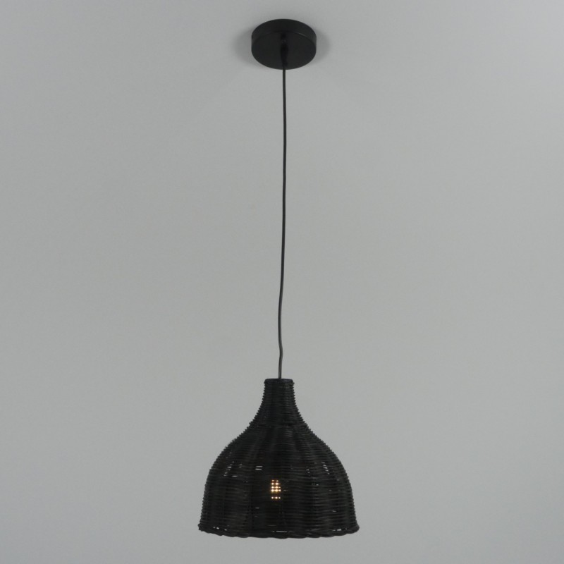 Светильник подвесной SPFD-47327 ЧЕРНЫЙ РОТАНГ ` D250*250/H1000/1/E27/30W черный провод, без ламп