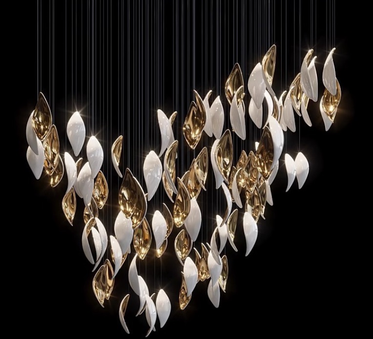 Светильник-инсталляция DZN-64570 ЗОЛОТО + БЕЛЫЙ ` D600/H500+1200/8/LED/4000K ROSSI 25-04 VST