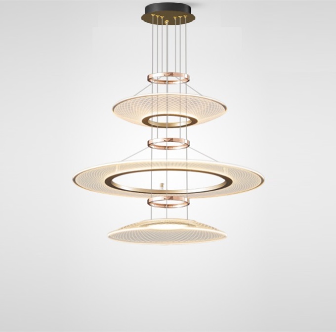 Светильник подвесной DZN-11318 ЧЕРНЫЙ/ЗОЛОТО ` D380+600+380/H3000/3/LED/.W/4000K VIDIA VSST